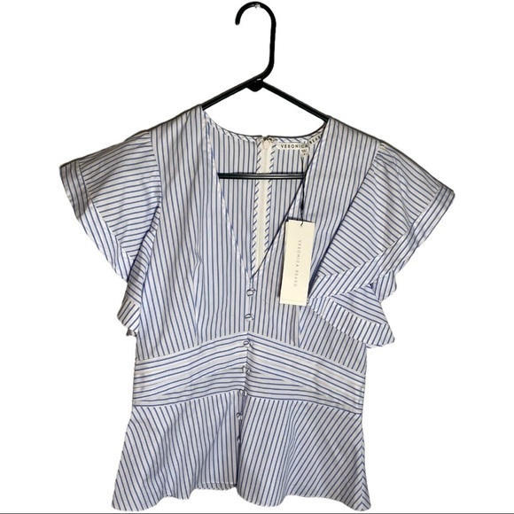 NWT Veronica Beard Han Ruffle Sleeve Top - Picture 7 of 8